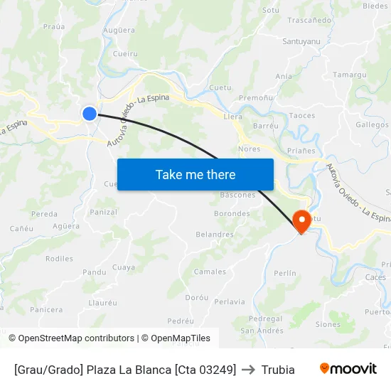 [Grau/Grado]  Plaza La Blanca [Cta 03249] to Trubia map