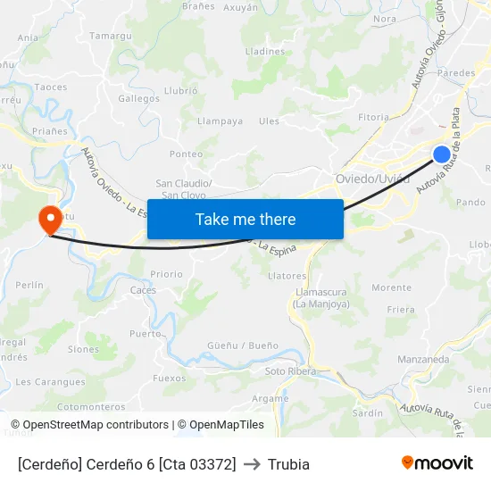 [Cerdeño]  Cerdeño 6 [Cta 03372] to Trubia map