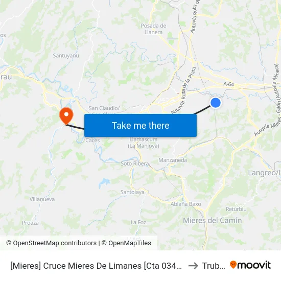 [Mieres]  Cruce Mieres De Limanes [Cta 03423] to Trubia map
