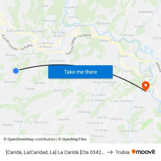 [Caridá, La|Caridad, La]  La Caridá [Cta 03427] to Trubia map