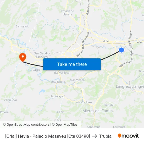 [Orial]  Hevia - Palacio Masaveu [Cta 03490] to Trubia map