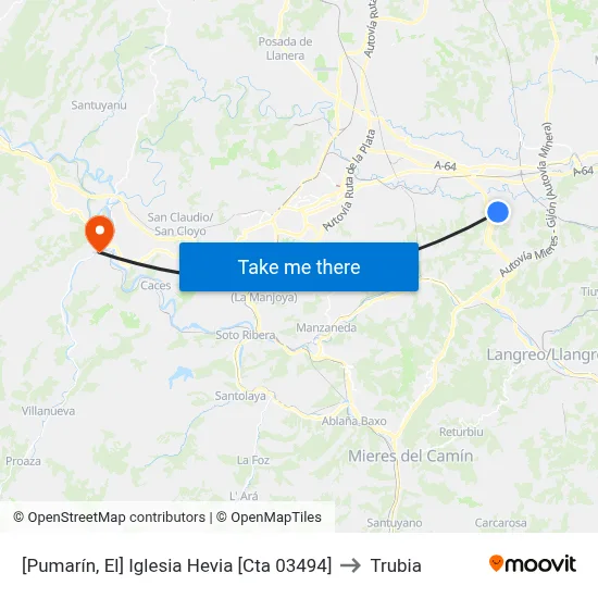 [Pumarín, El]  Iglesia Hevia [Cta 03494] to Trubia map