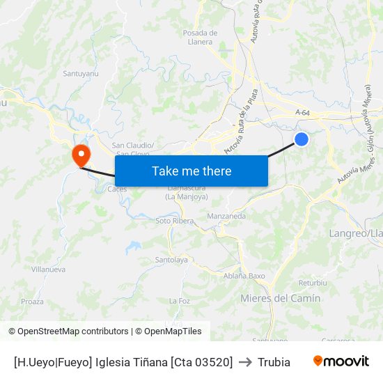 [H.Ueyo|Fueyo]  Iglesia Tiñana [Cta 03520] to Trubia map