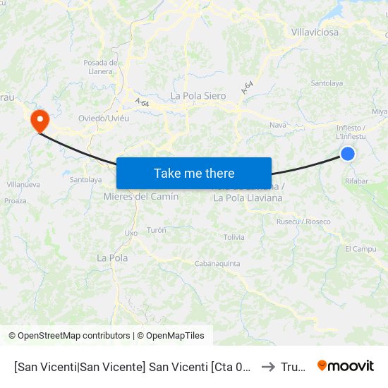 [San Vicenti|San Vicente]  San Vicenti [Cta 03716] to Trubia map