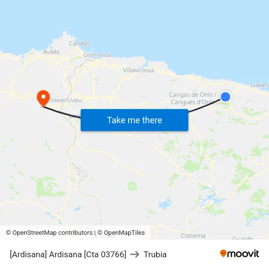 [Ardisana]  Ardisana [Cta 03766] to Trubia map