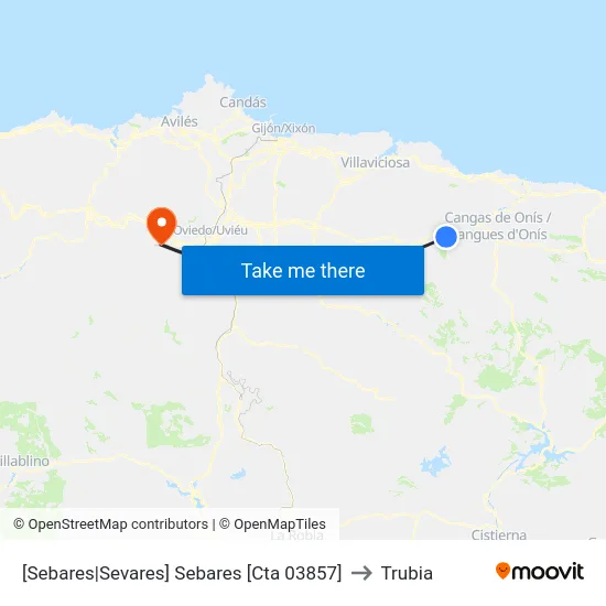 [Sebares|Sevares]  Sebares [Cta 03857] to Trubia map