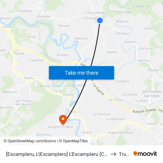 [Escampleru, L'|Escamplero]  L'Escampleru [Cta 04078] to Trubia map