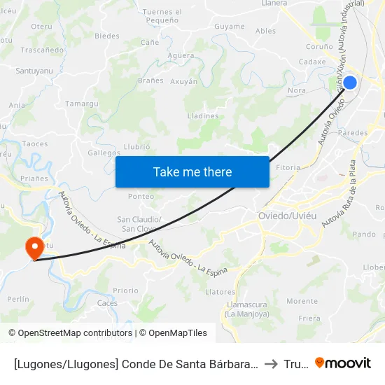 [Lugones/Llugones]  Conde De Santa Bárbara 59 [Cta 04129] to Trubia map