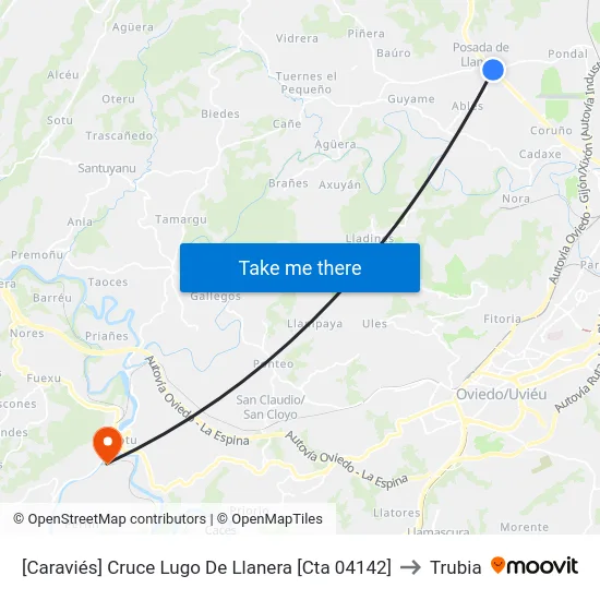[Caraviés]  Cruce Lugo De Llanera [Cta 04142] to Trubia map