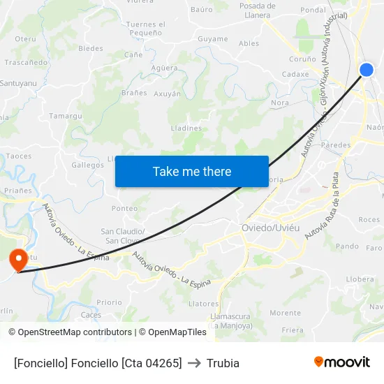 [Fonciello]  Fonciello [Cta 04265] to Trubia map