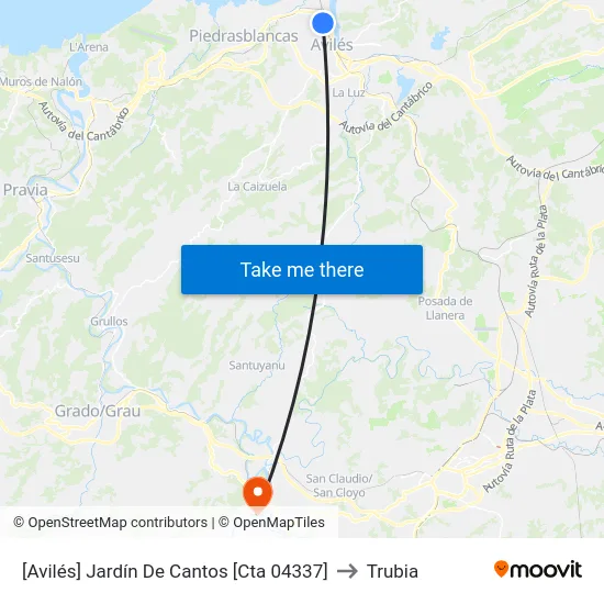 [Avilés]  Jardín De Cantos [Cta 04337] to Trubia map