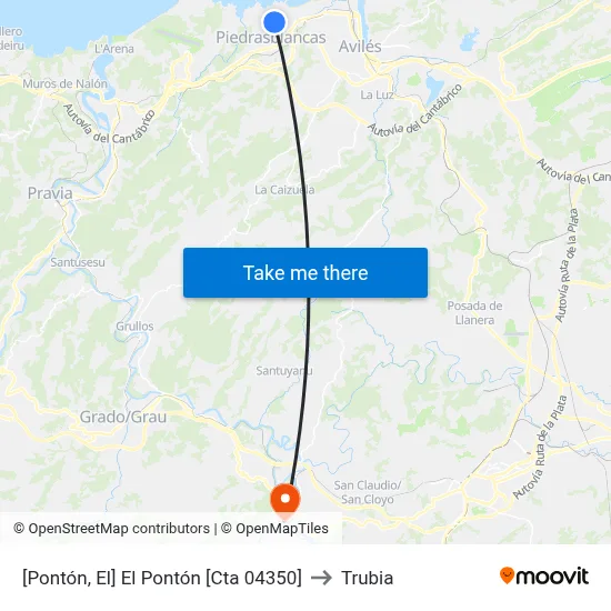 [Pontón, El]  El Pontón [Cta 04350] to Trubia map