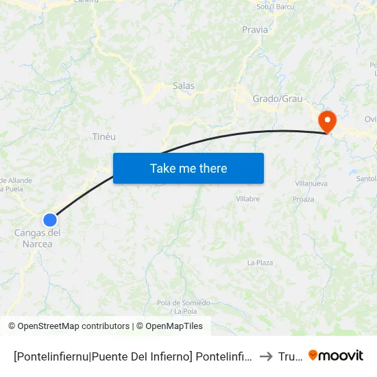 [Pontelinfiernu|Puente Del Infierno]  Pontelinfiernu [Cta 04653] to Trubia map