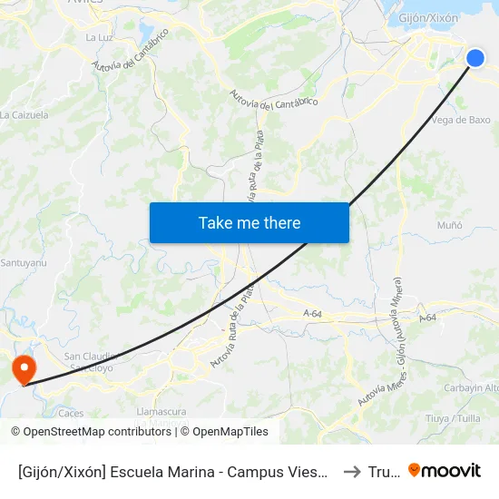 [Gijón/Xixón]  Escuela Marina - Campus Viesques [Cta 05065] to Trubia map