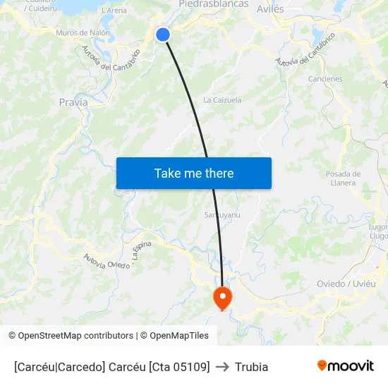 [Carcéu|Carcedo]  Carcéu [Cta 05109] to Trubia map