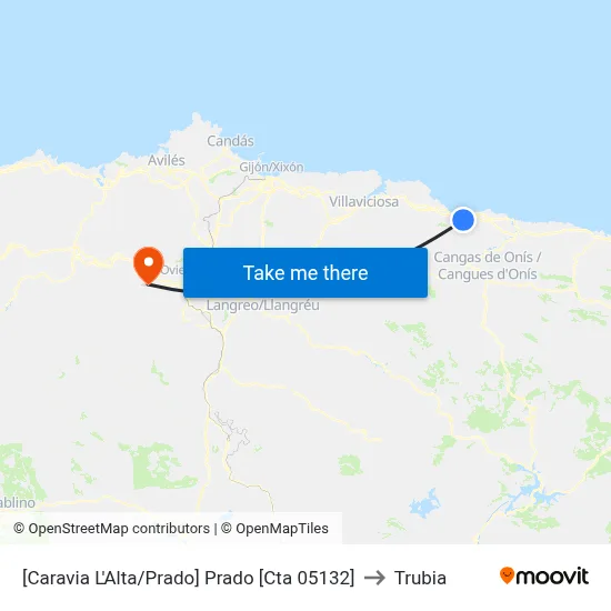 [Caravia L'Alta/Prado]  Prado [Cta 05132] to Trubia map