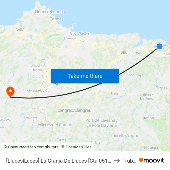 [Lluces|Luces]  La Granja De Lluces [Cta 05192] to Trubia map
