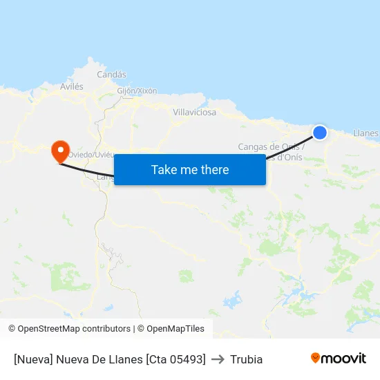 [Nueva]  Nueva De Llanes [Cta 05493] to Trubia map
