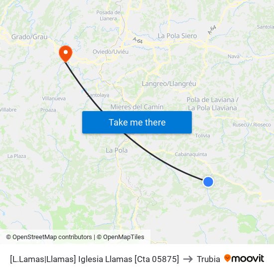 [L.Lamas|Llamas]  Iglesia Llamas [Cta 05875] to Trubia map