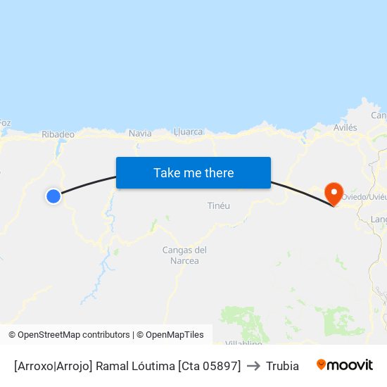 [Arroxo|Arrojo]  Ramal Lóutima [Cta 05897] to Trubia map