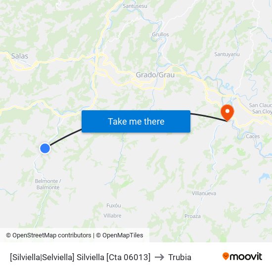 [Silviella|Selviella]  Silviella [Cta 06013] to Trubia map