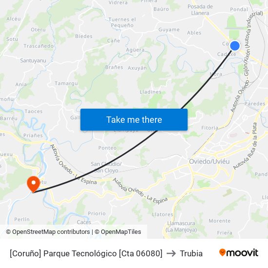 [Coruño]  Parque Tecnológico [Cta 06080] to Trubia map