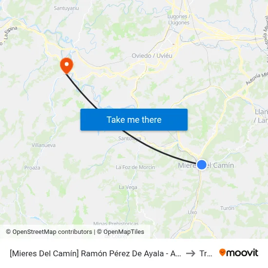 [Mieres Del Camín]  Ramón Pérez De Ayala - Ambulatorio [Cta 06244] to Trubia map