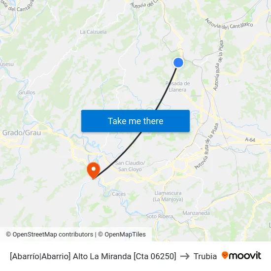 [Abarrío|Abarrio]  Alto La Miranda [Cta 06250] to Trubia map