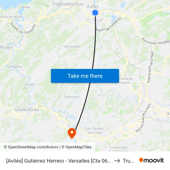 [Avilés]  Gutiérrez Herrero - Versalles [Cta 06251] to Trubia map