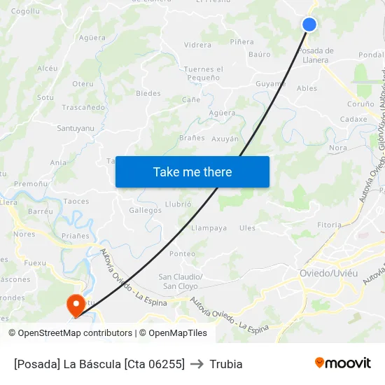 [Posada]  La Báscula [Cta 06255] to Trubia map