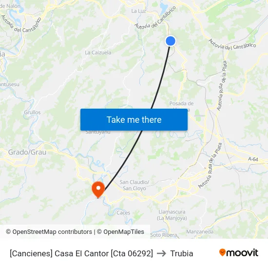 [Cancienes]  Casa El Cantor [Cta 06292] to Trubia map