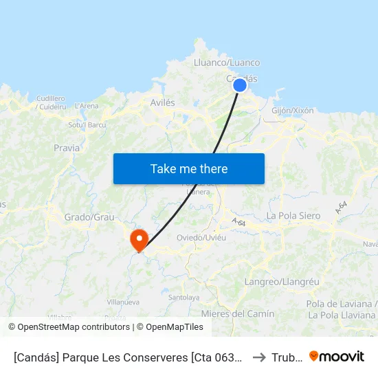 [Candás]  Parque Les Conserveres [Cta 06338] to Trubia map
