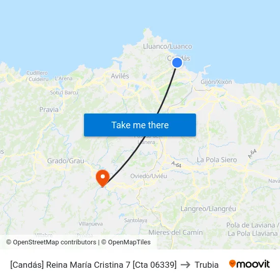 [Candás]  Reina María Cristina 7 [Cta 06339] to Trubia map