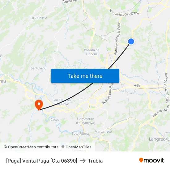 [Puga]  Venta Puga [Cta 06390] to Trubia map