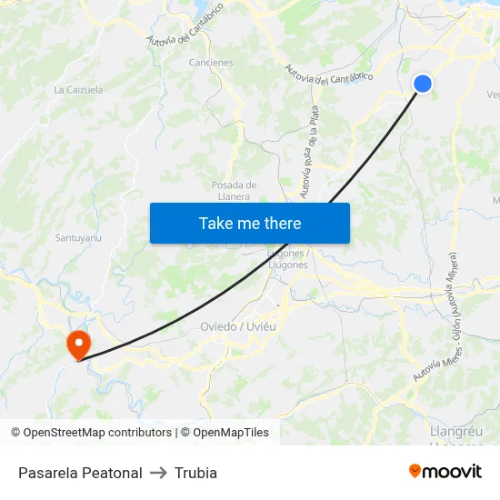 Pasarela Peatonal to Trubia map