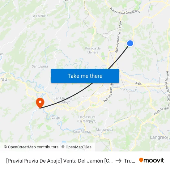 [Pruvia|Pruvia De Abajo]  Venta Del Jamón [Cta 06457] to Trubia map