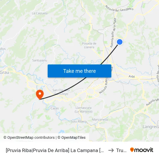 [Pruvia Riba|Pruvia De Arriba]  La Campana [Cta 06459] to Trubia map