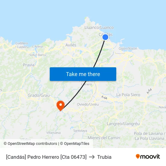 [Candás]  Pedro Herrero [Cta 06473] to Trubia map