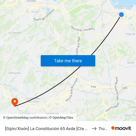 [Gijón/Xixón]  La Constitución 65 Avda [Cta 06490] to Trubia map