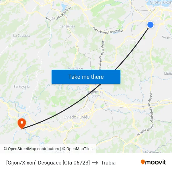 [Gijón/Xixón]  Desguace [Cta 06723] to Trubia map