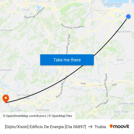 [Gijón/Xixón]  Edificio De Energía [Cta 06897] to Trubia map
