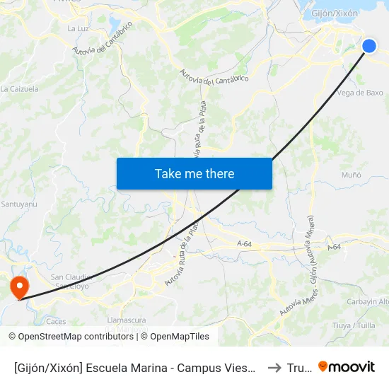 [Gijón/Xixón]  Escuela Marina - Campus Viesques [Cta 06902] to Trubia map