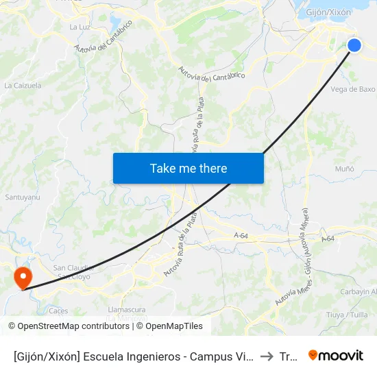 [Gijón/Xixón]  Escuela Ingenieros - Campus Viesques [Cta 06904] to Trubia map
