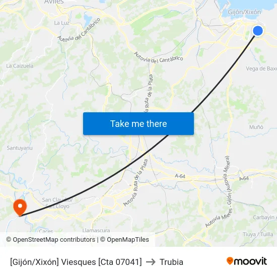 [Gijón/Xixón]  Viesques [Cta 07041] to Trubia map