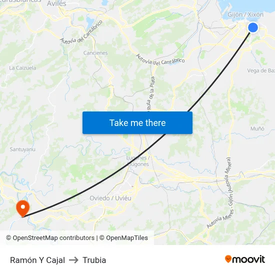 Ramón Y Cajal to Trubia map