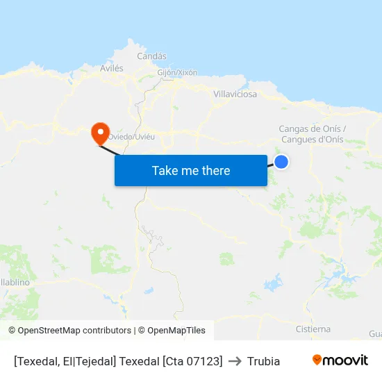 [Texedal, El|Tejedal]  Texedal [Cta 07123] to Trubia map