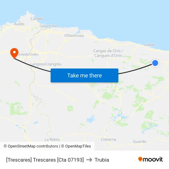 [Trescares]  Trescares [Cta 07193] to Trubia map