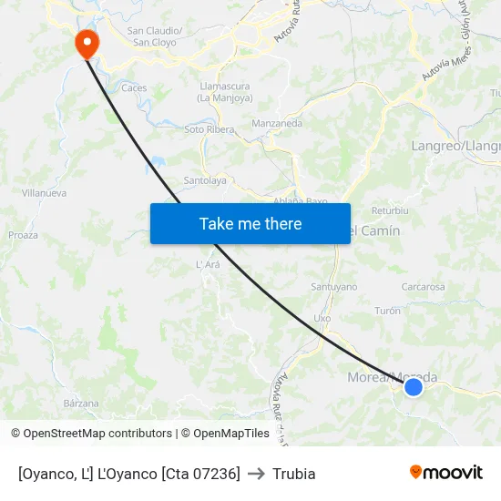 [Oyanco, L']  L'Oyanco [Cta 07236] to Trubia map
