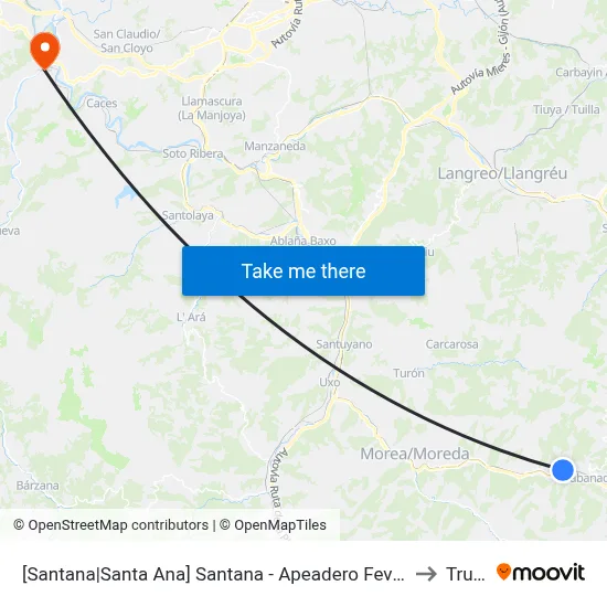 [Santana|Santa Ana]  Santana - Apeadero Feve [Cta 07267] to Trubia map