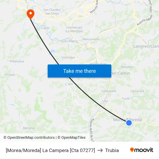 [Morea/Moreda]  La Campera [Cta 07277] to Trubia map
